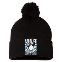 Rebel Ice United We Waddle Flippers Up I Stand With Pom Pom 12in Knit Beanie