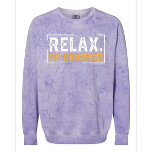 Relax I’M Unarmed Funny Hand Amputee Colorblast Crewneck Sweatshirt