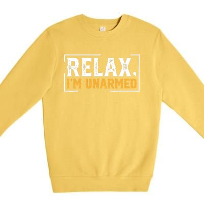 Relax I’M Unarmed Funny Hand Amputee Premium Crewneck Sweatshirt