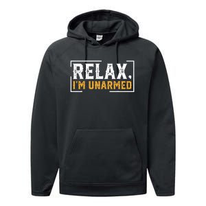 Relax I’M Unarmed Funny Hand Amputee Performance Fleece Hoodie