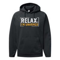 Relax I’M Unarmed Funny Hand Amputee Performance Fleece Hoodie