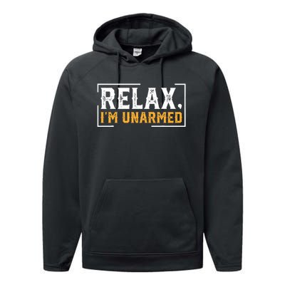 Relax I’M Unarmed Funny Hand Amputee Performance Fleece Hoodie