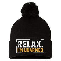 Relax I’M Unarmed Funny Hand Amputee Pom Pom 12in Knit Beanie