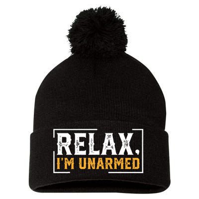 Relax I’M Unarmed Funny Hand Amputee Pom Pom 12in Knit Beanie