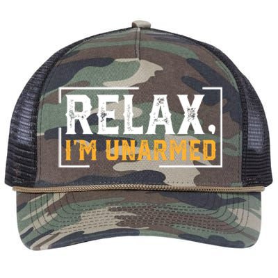 Relax I’M Unarmed Funny Hand Amputee Retro Rope Trucker Hat Cap