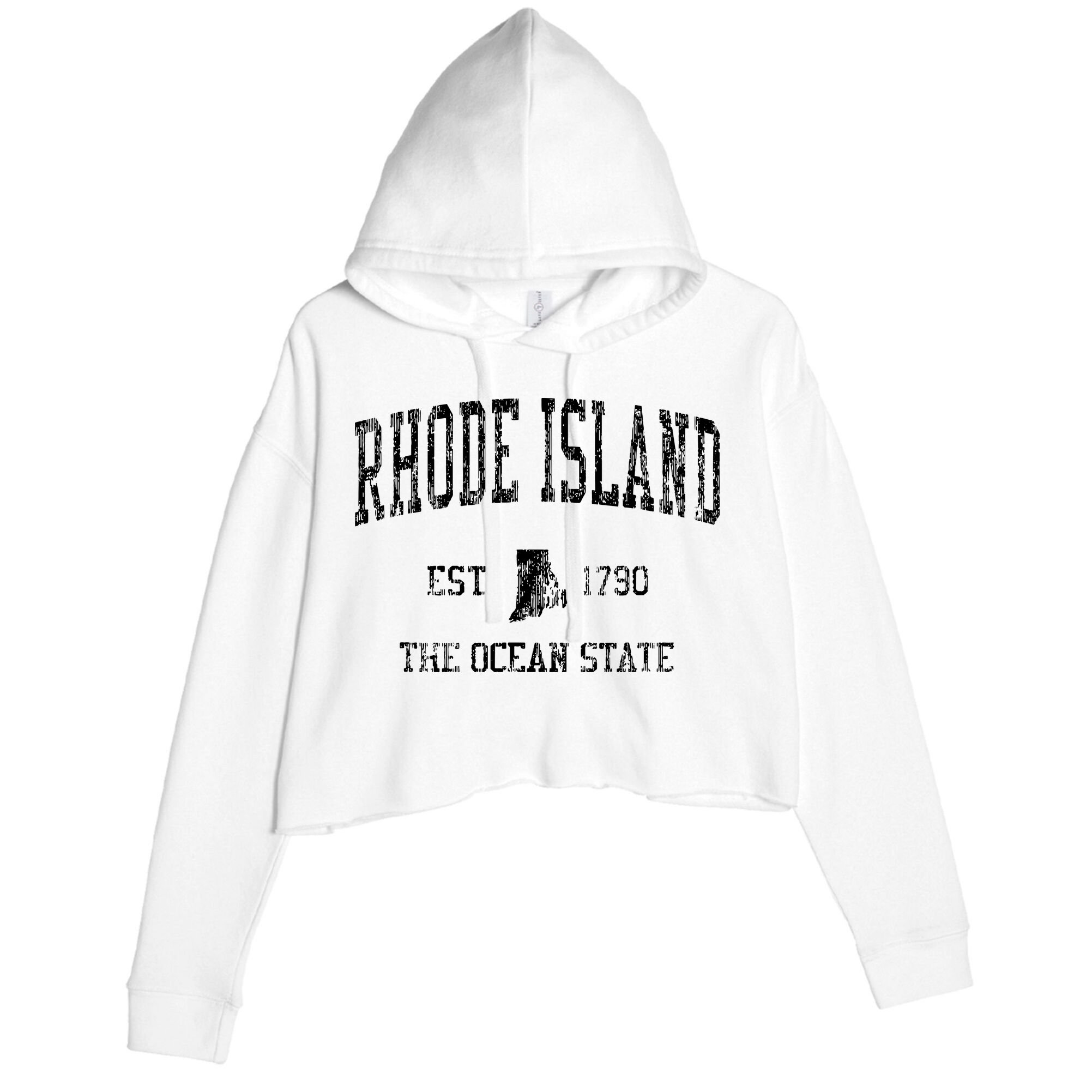 Rhode Island Vintage Sports Ri Design Rhode Islander Crop Fleece Hoodie