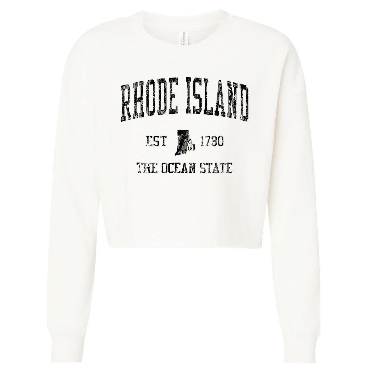 Rhode Island Vintage Sports Ri Design Rhode Islander Cropped Pullover Crew