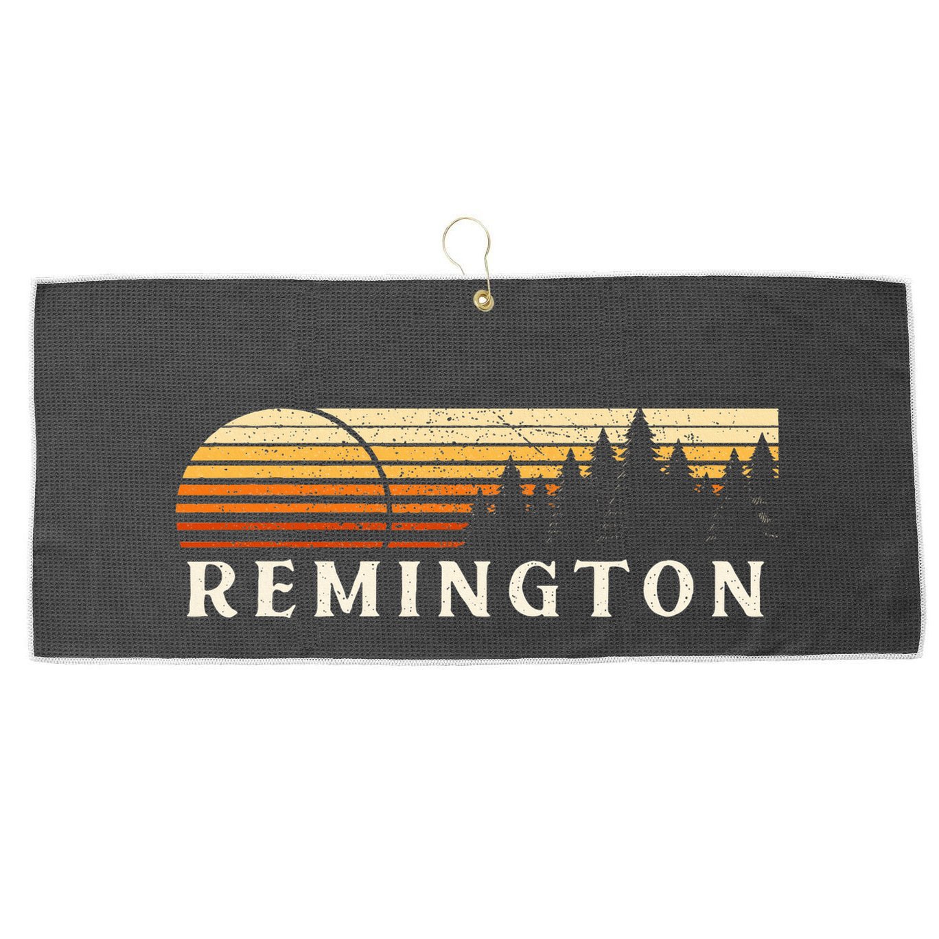 Remington In Vintage Evergreen Sunset Eighties Large Microfiber Waffle Golf Towel