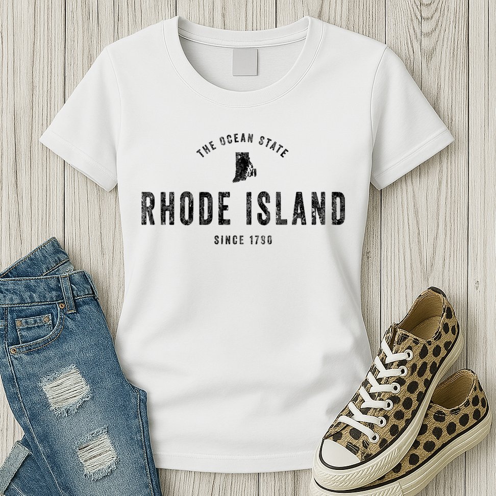 Rhode Island Vintage Established Sports Design Retro Ri Womens T-Shirt