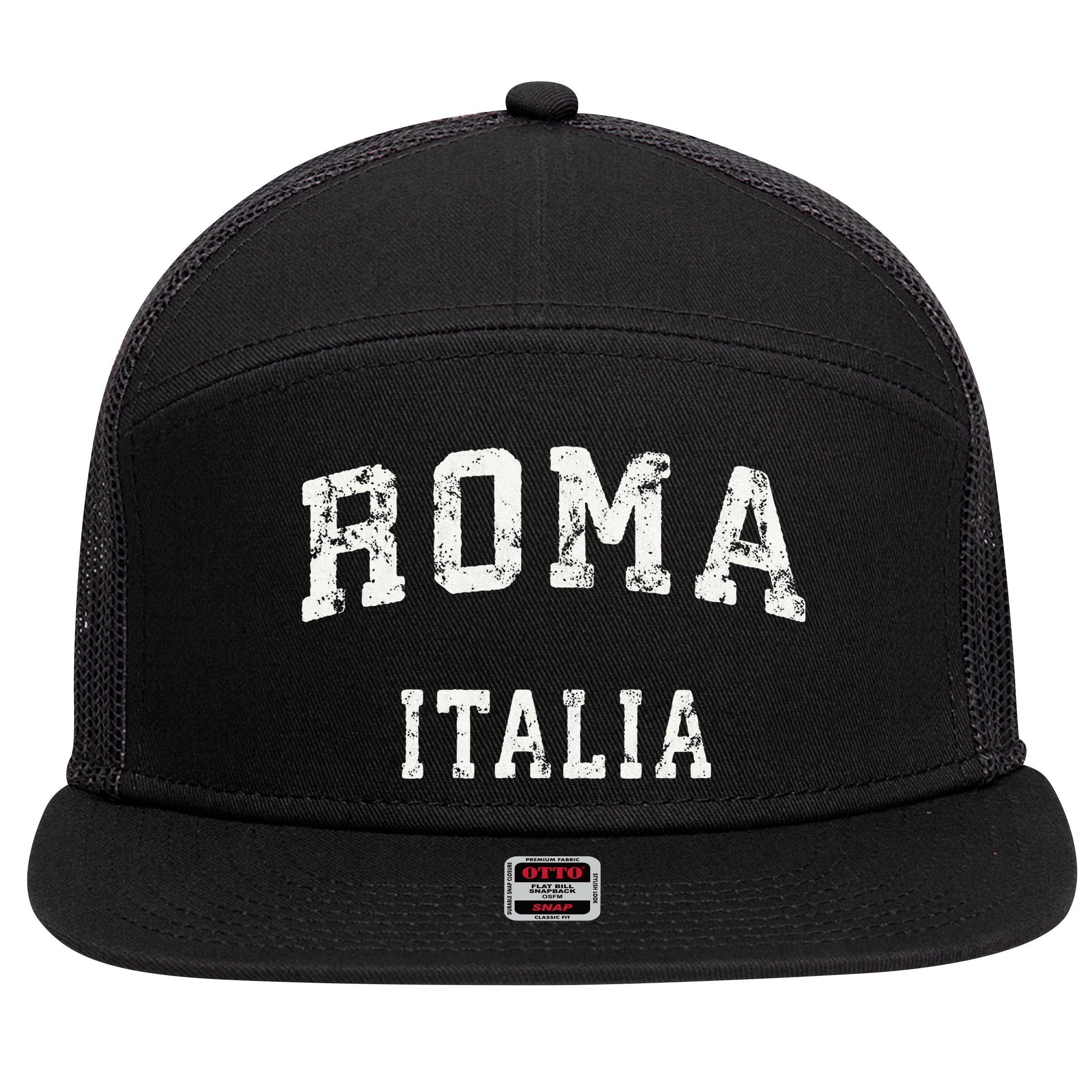 Rome Italy Vintage Roma Italia Sports Design 7 Panel Mesh Trucker Snapback Hat