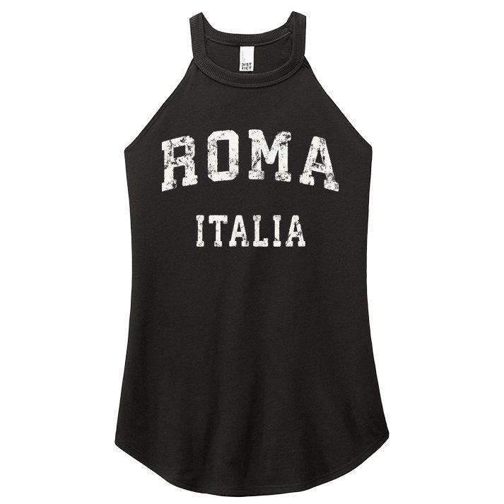Rome Italy Vintage Roma Italia Sports Design Women's Perfect Tri Rocker Tank