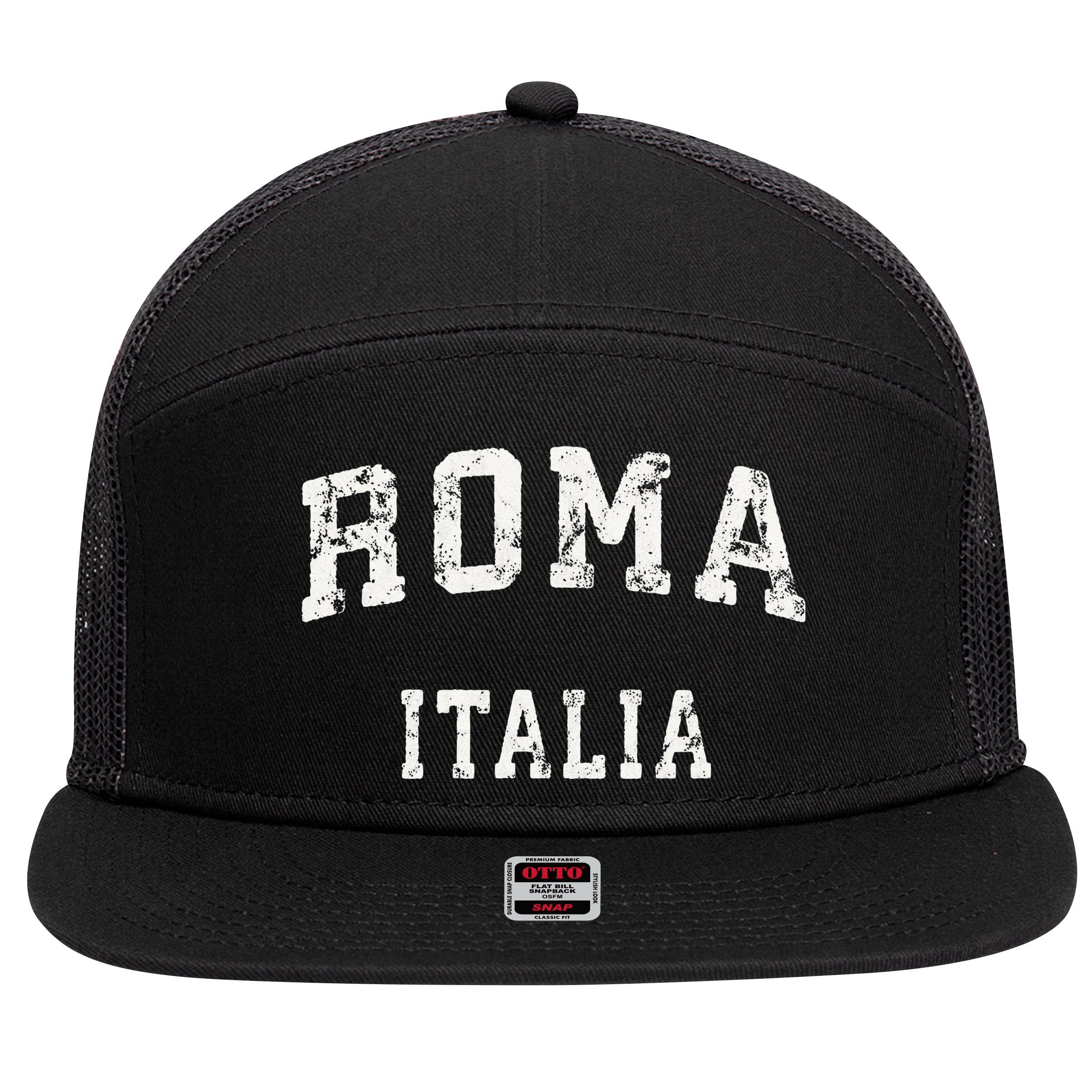Rome Italy Vintage Roma Italia Sports Design 7 Panel Mesh Trucker Snapback Hat