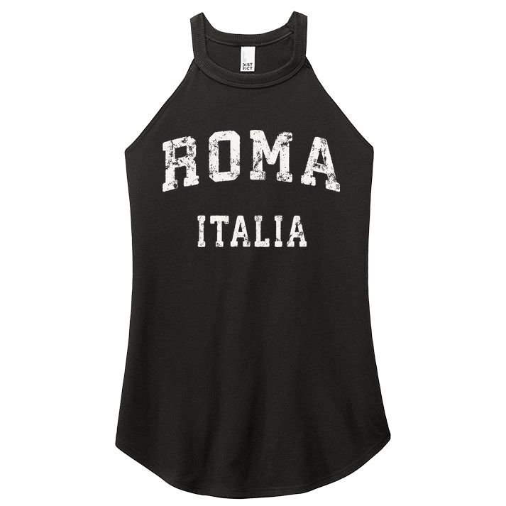 Rome Italy Vintage Roma Italia Sports Design Women's Perfect Tri Rocker Tank