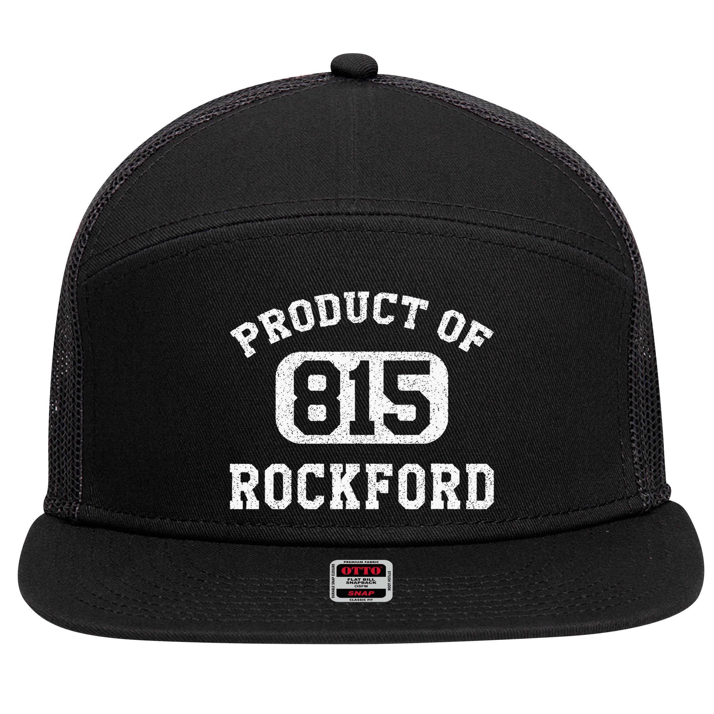 Rockford Illinois Vintage Retro Area Code 7 Panel Mesh Trucker Snapback Hat