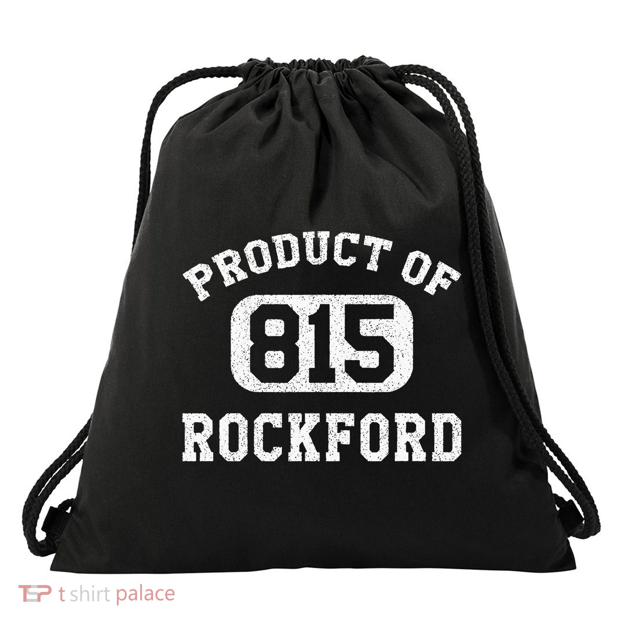 Rockford Illinois Vintage Retro Area Code Drawstring Bag