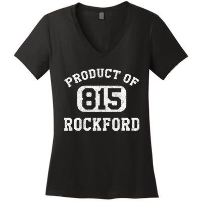 Rockford Illinois Vintage Retro Area Code Women's V-Neck T-Shirt