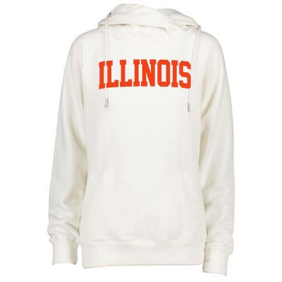 Retro Illinois Vintage Illinois Orange Blue Throwback Il Womens Funnel Neck Pullover Hood