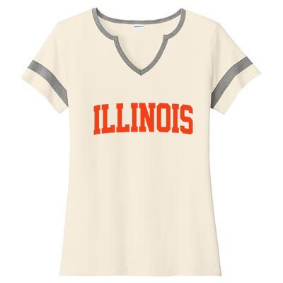 Retro Illinois Vintage Illinois Orange Blue Throwback Il Ladies Halftime Notch Neck Tee