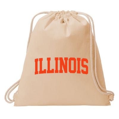 Retro Illinois Vintage Illinois Orange Blue Throwback Il Drawstring Bag