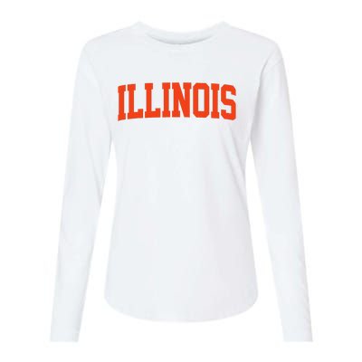 Retro Illinois Vintage Illinois Orange Blue Throwback Il Womens Cotton Relaxed Long Sleeve T-Shirt