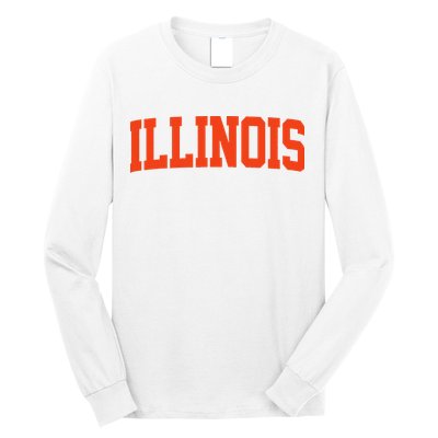 Retro Illinois Vintage Illinois Orange Blue Throwback Il Long Sleeve Shirt