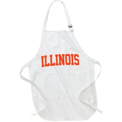 Retro Illinois Vintage Illinois Orange Blue Throwback Il Apron