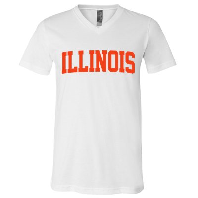 Retro Illinois Vintage Illinois Orange Blue Throwback Il V-Neck T-Shirt