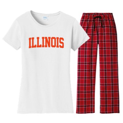 Retro Illinois Vintage Illinois Orange Blue Throwback Il Women's Flannel Pajama Set