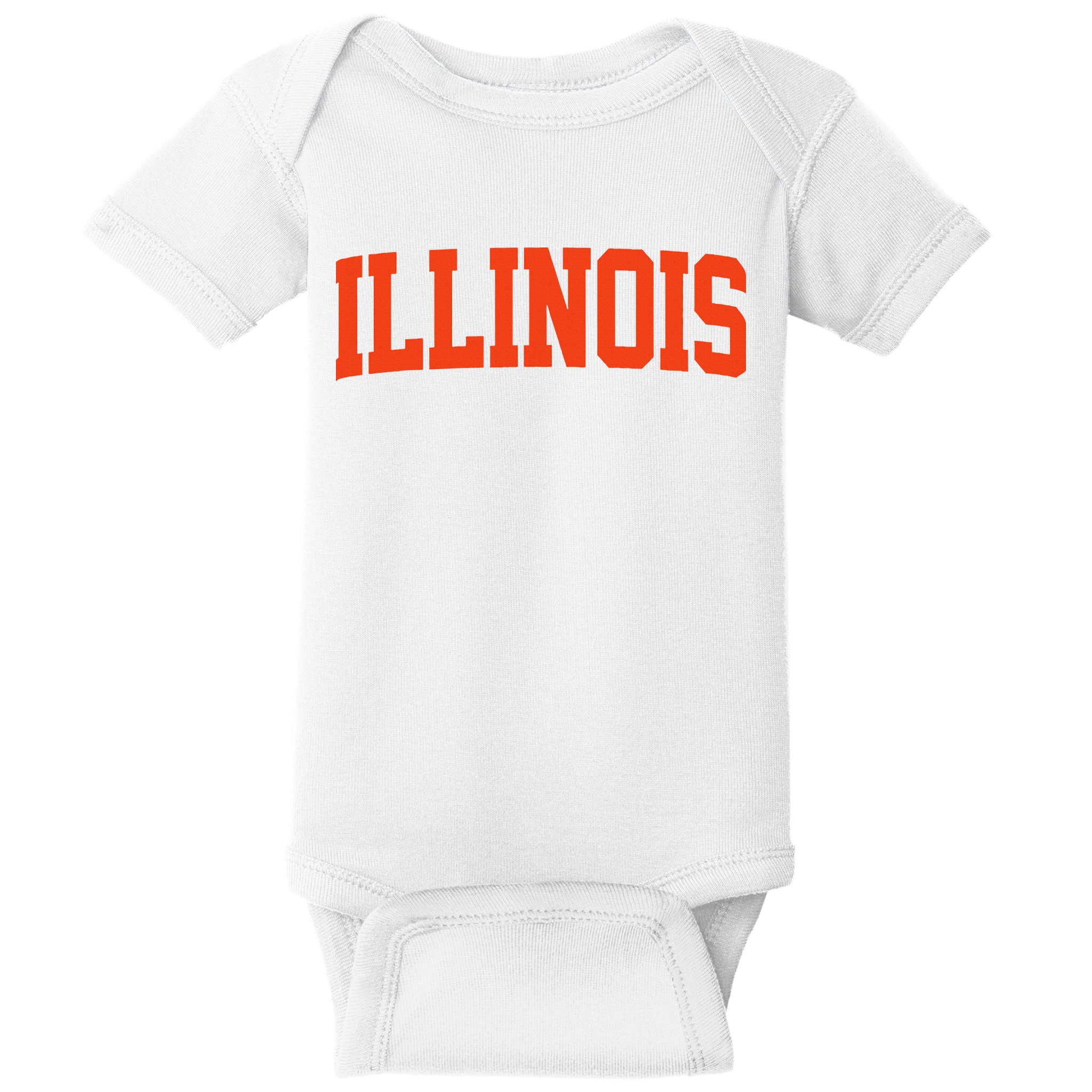 Retro Illinois Vintage Illinois Orange Blue Throwback Il Baby Bodysuit