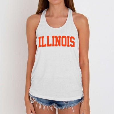 Retro Illinois Vintage Illinois Orange Blue Throwback Il Women's Knotted Racerback Tank