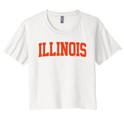 Retro Illinois Vintage Illinois Orange Blue Throwback Il Women's Crop Top Tee