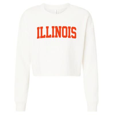 Retro Illinois Vintage Illinois Orange Blue Throwback Il Cropped Pullover Crew