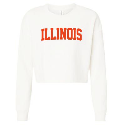 Retro Illinois Vintage Illinois Orange Blue Throwback Il Cropped Pullover Crew