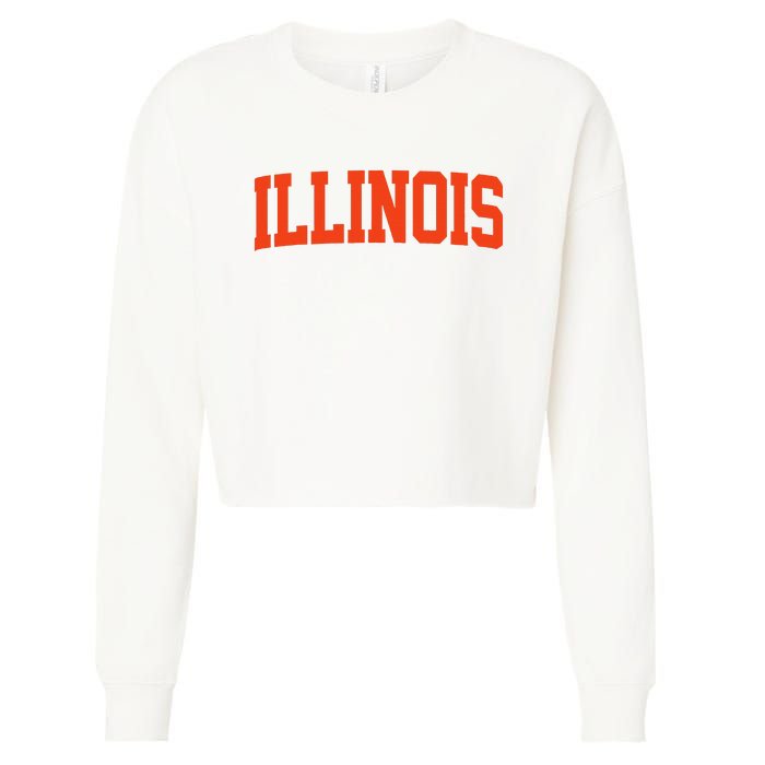 Retro Illinois Vintage Illinois Orange Blue Throwback Il Cropped Pullover Crew