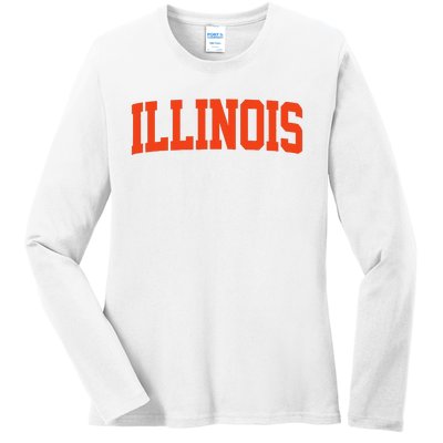 Retro Illinois Vintage Illinois Orange Blue Throwback Il Ladies Long Sleeve Shirt