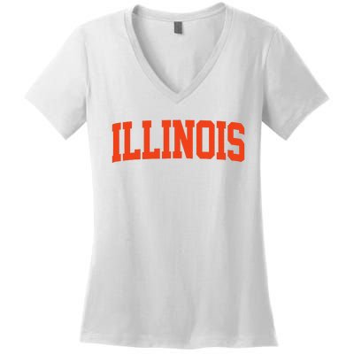 Retro Illinois Vintage Illinois Orange Blue Throwback Il Women's V-Neck T-Shirt