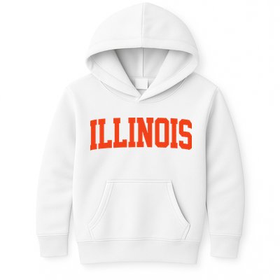 Retro Illinois Vintage Illinois Orange Blue Throwback Il Kids Hoodie