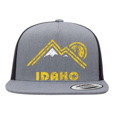 Retro Idaho Vintage Mountains Flat Bill Trucker Hat