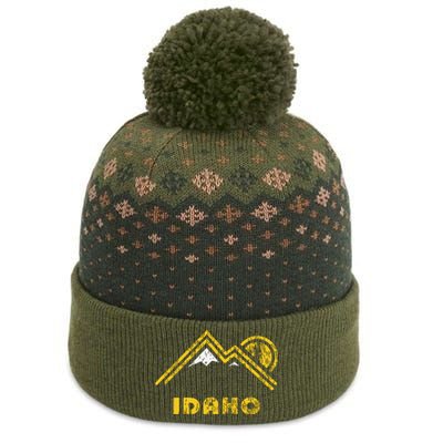 Retro Idaho Vintage Mountains The Baniff Cuffed Pom Beanie