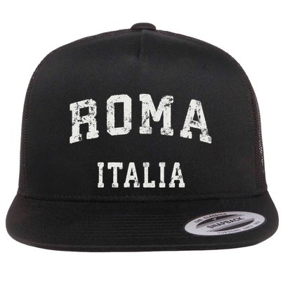 Rome Italy Vintage Roma Italia Sports Design Flatbill Hat