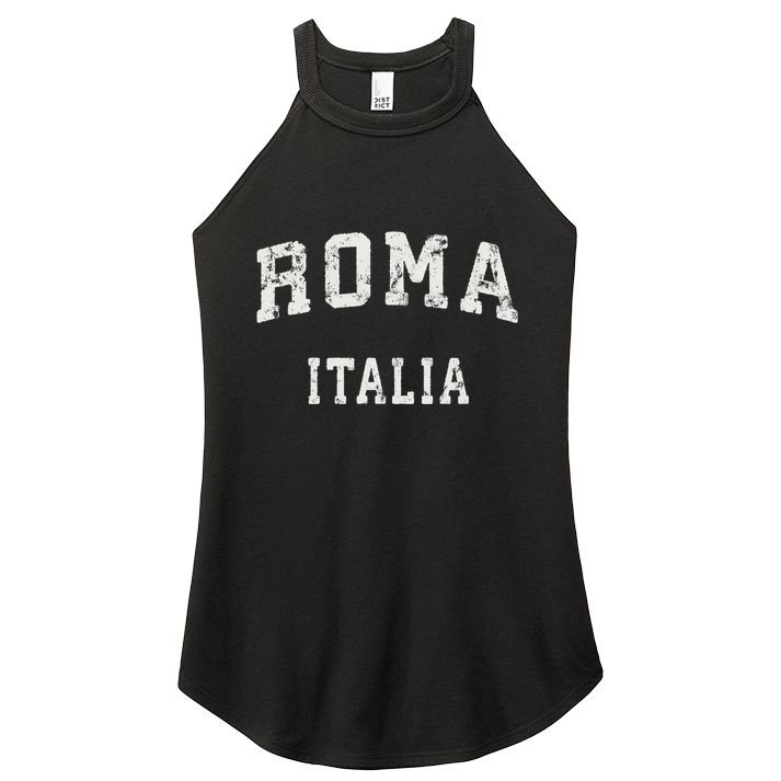Rome Italy Vintage Roma Italia Sports Design Women's Perfect Tri Rocker Tank