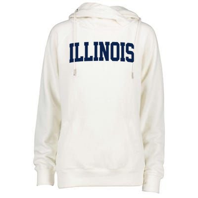 Retro Illinois Vintage Illinois Orange Blue Throwback Il Womens Funnel Neck Pullover Hood