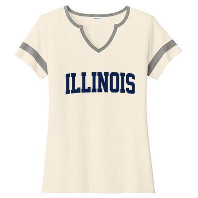 Retro Illinois Vintage Illinois Orange Blue Throwback Il Ladies Halftime Notch Neck Tee