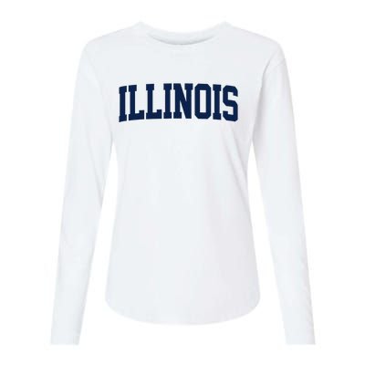 Retro Illinois Vintage Illinois Orange Blue Throwback Il Womens Cotton Relaxed Long Sleeve T-Shirt