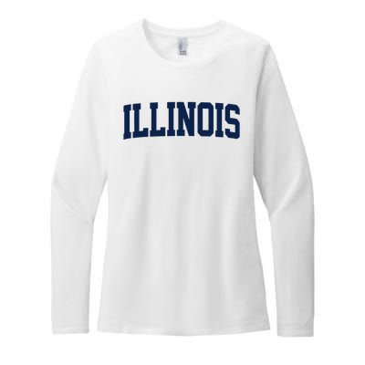 Retro Illinois Vintage Illinois Orange Blue Throwback Il Womens CVC Long Sleeve Shirt