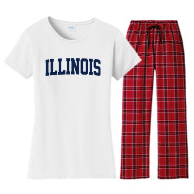 Retro Illinois Vintage Illinois Orange Blue Throwback Il Women's Flannel Pajama Set