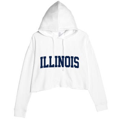 Retro Illinois Vintage Illinois Orange Blue Throwback Il Crop Fleece Hoodie