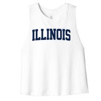 Retro Illinois Vintage Illinois Orange Blue Throwback Il Women's Racerback Cropped Tank