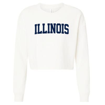 Retro Illinois Vintage Illinois Orange Blue Throwback Il Cropped Pullover Crew