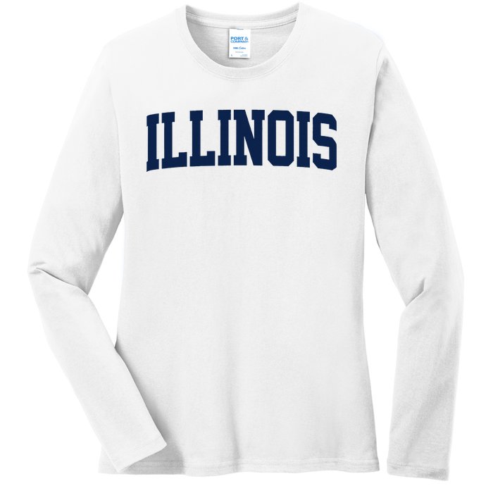 Retro Illinois Vintage Illinois Orange Blue Throwback Il Ladies Long Sleeve Shirt